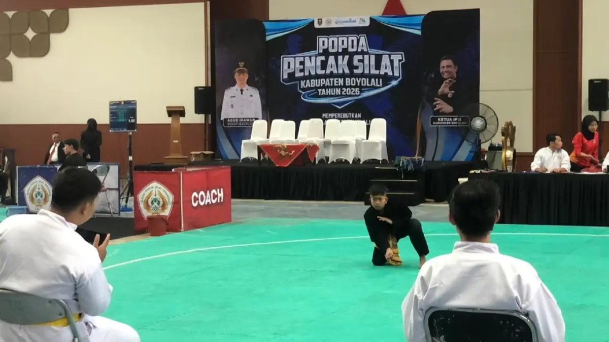 Pekan Olahraga Pelajar Daerah (Popda) 2026 digelar di Gedung Mahesa untuk memulai pertandingan, Selasa (14/7/2026). (ABDUL KHOFID/RADAR SOLO)