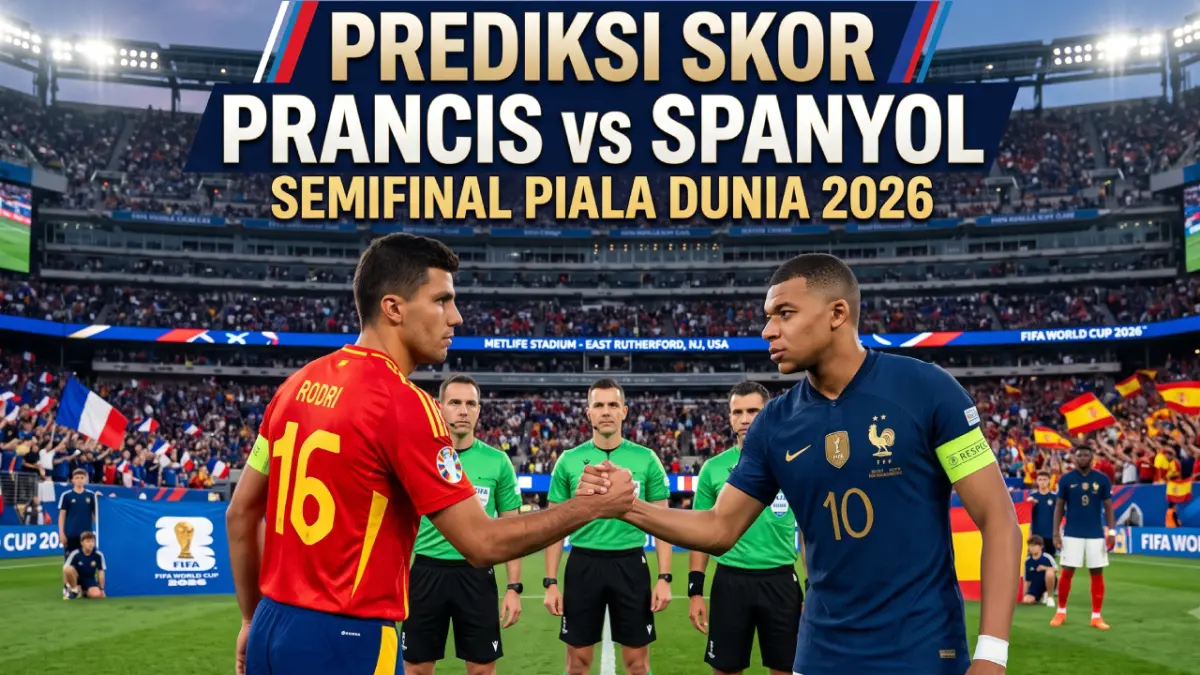 Prediksi skor Prancis vs Spanyol di Semifinal Piala Dunia 2026.