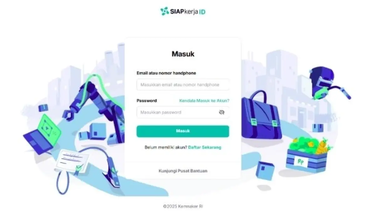 Cara Buat Akun SIAPKerja untuk Daftar Magang Nasional 2026 di MagangHub Kemnaker, Ini Langkahnya (Tangkapan Layar account.kemnaker.go.id)