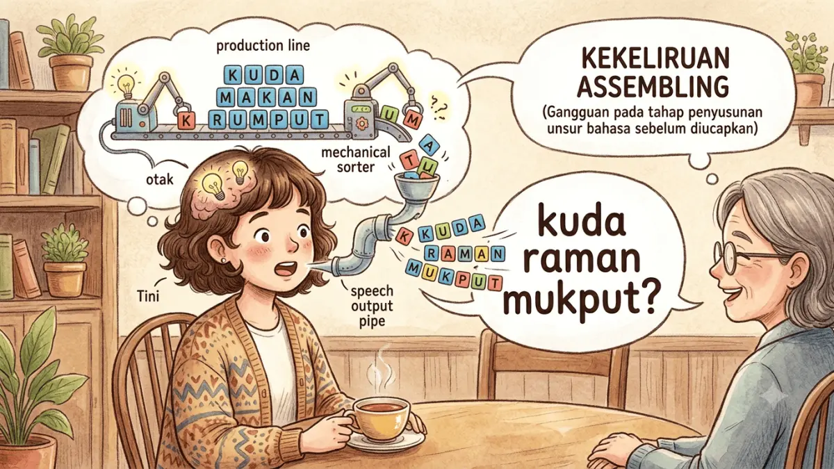 Ilustrasi Kekeliruan Assembling ketika Berbicara. (AI Generated)