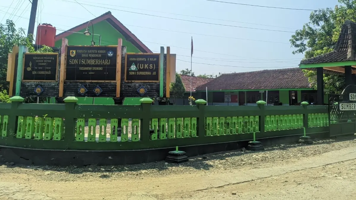 Gedung SDN 1 Sumberharjo, Kecamatan Eromoko, Wonogiri. Pada tahun ajaran 2026/2027, sekolah setempat hanya mendapatkan satu murid baru. (ISTIMEWA)