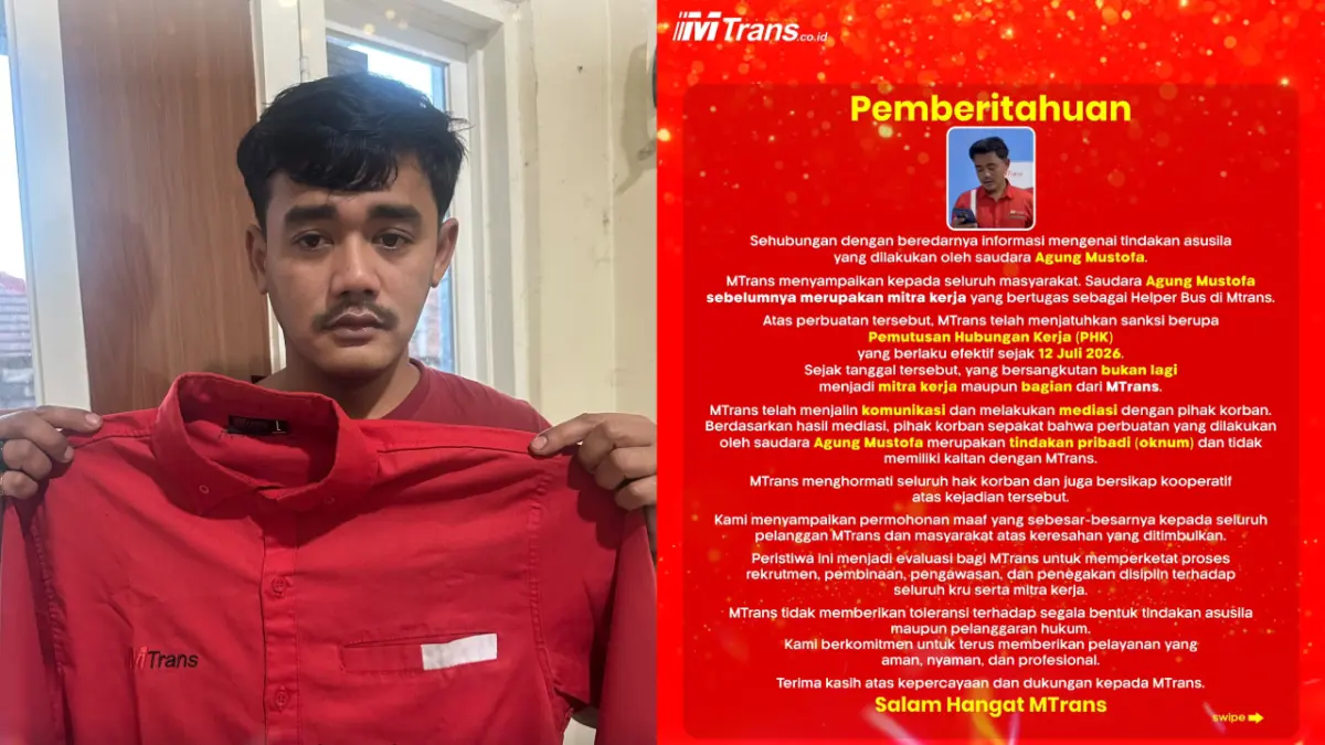 Pelaku pelecehan penumpang kembalikan seragam MTrans usai dipecat. (Threads r.linzhao)