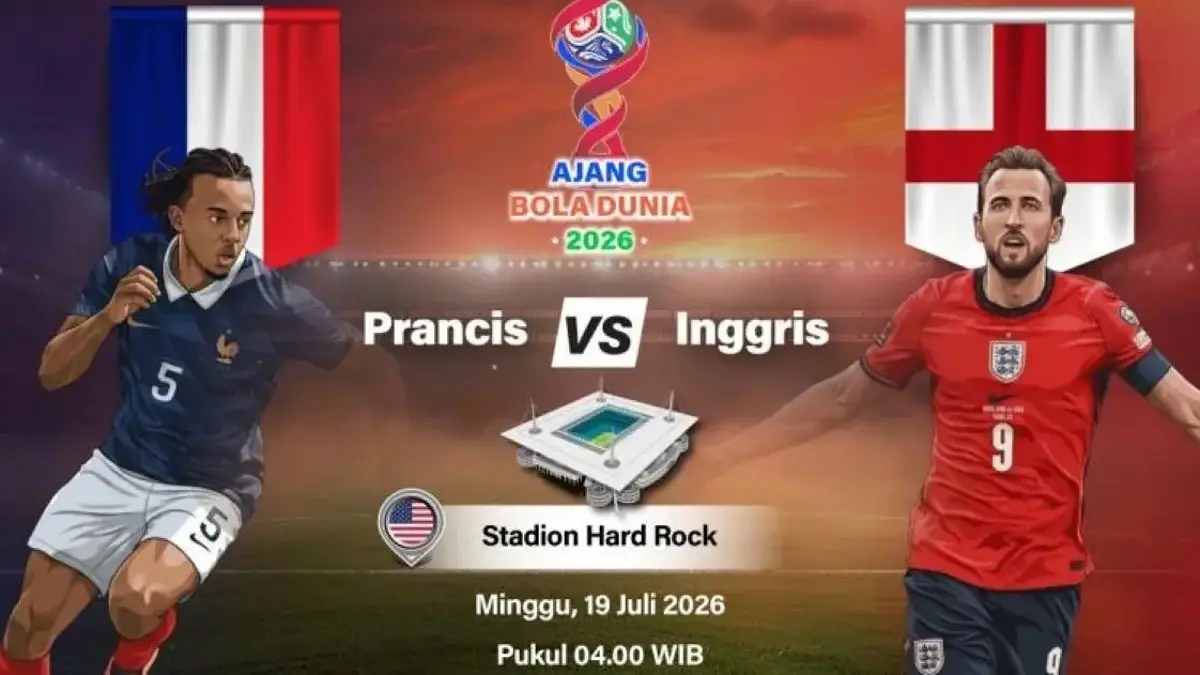 Ilustrasi laga Prancis vs Inggris perebutan juara 3 Piala Dunia 2026 di Stadion Hard Rock, Miami, Florida, Amerika Serikat. (Vintan Rahmadanti/Antara)