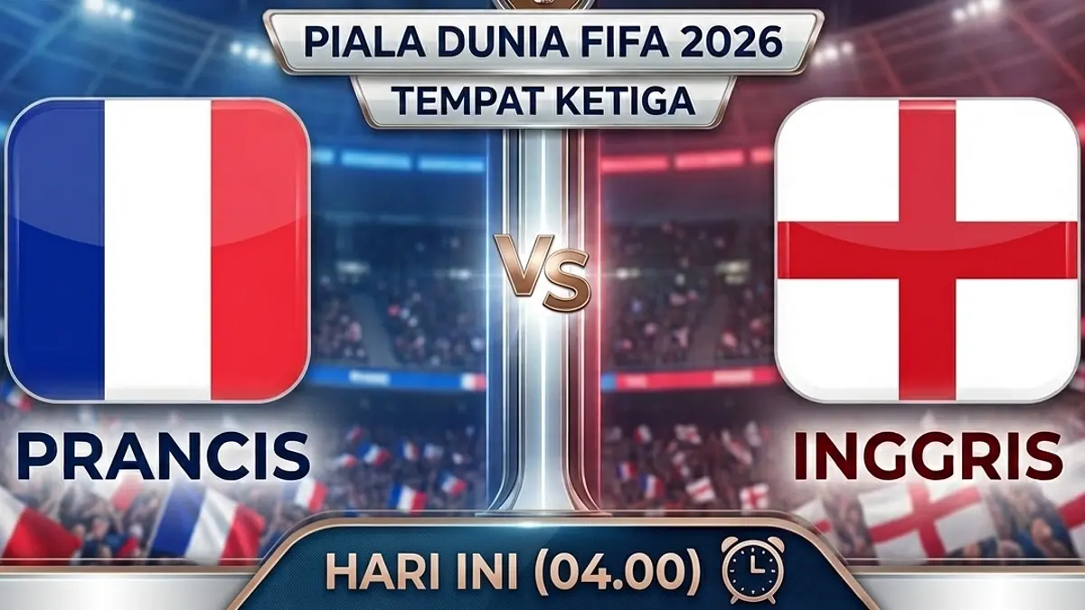 Ilustrasi laga Prancis vs Inggris perebutan juara 3 Piala Dunia 2026.
