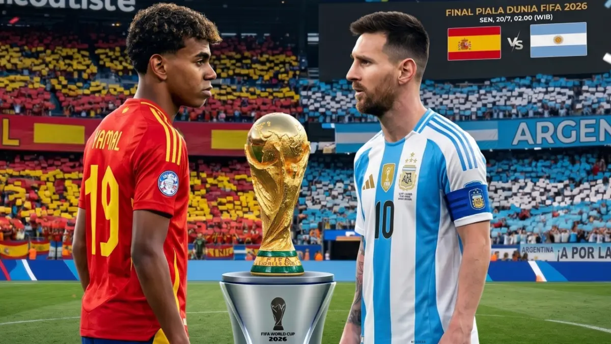 Laga final Piala Dunia 2026 Spanyol vs Argentina sekaligus jadi simbol bentrokan dua generasi emas sepak bola. 
