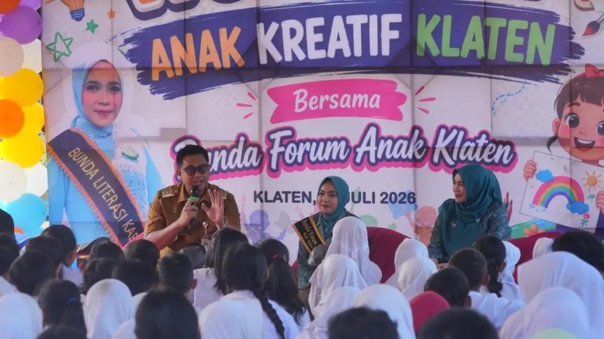 Berbagai kegiatan Peringatan Hari Anak Nasional (HAN) ke-42 yang dipusatkan di halaman dan Pendapa Pemkab Klaten, Selasa (21/7/2026). (Dokumentasi Diskominfo Klaten)