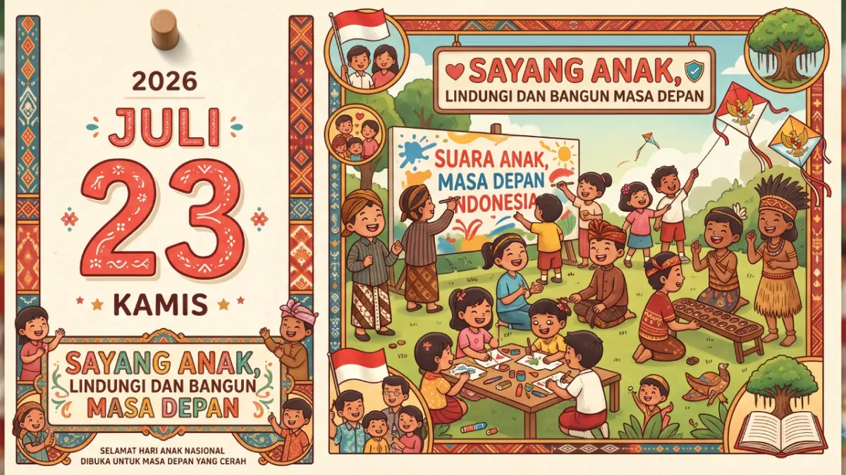 Ilustrasi Hari Anak Nasional 23 Juli 2026.