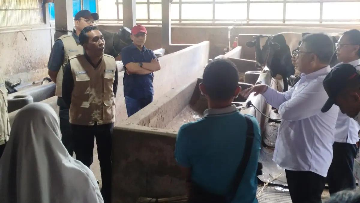 Komisi II DPRD Wonogiri bersama Disdag dan KUKM meninjau sentra sapi perah di Desa Krandegan, Kecamatan Bulukerto, Rabu (22/7/2026). (ISTIMEWA)