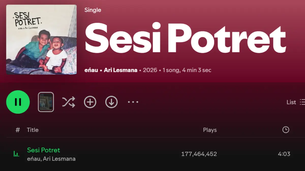 Lagu "Sesi Potret" yang dibawakan eńau bersama Ari Lesmana. (Annas Rohmanda Purbaningrum)