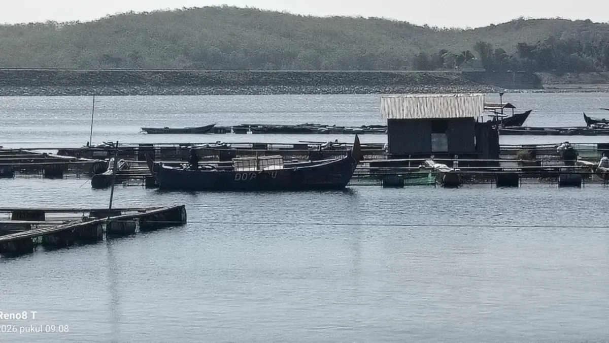 Keramba ikan di Waduk Kedung Ombo, Kecamatan Sumberlawang, Sragen. (Ahmad Khairudin/Radar Solo) 