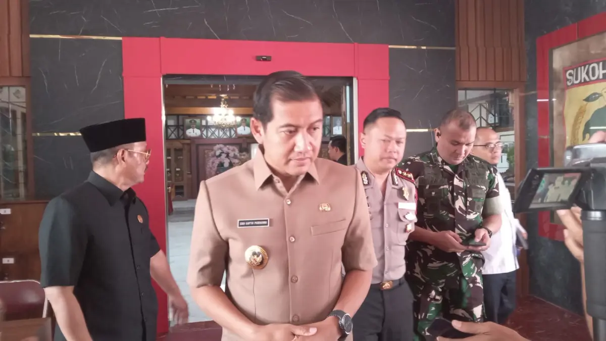 Plt Bupati Sukoharjo Eko Sapto Purnomo mengapresiasi penunjukan Sudaryono sebagai kepala BGN. (IWAN KAWUL/RADAR SOLO)
