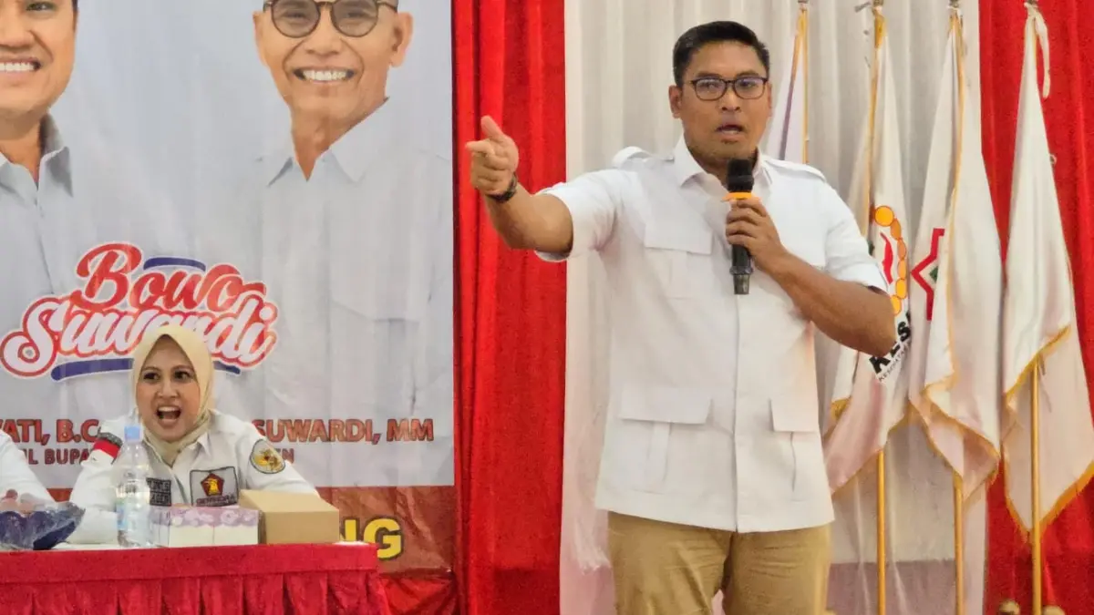 Ketua DPD Gerindra Jawa Tengah Sudaryono saat rakor internal partai di Sragen. (Ahmad Khairudin/Radar Solo)