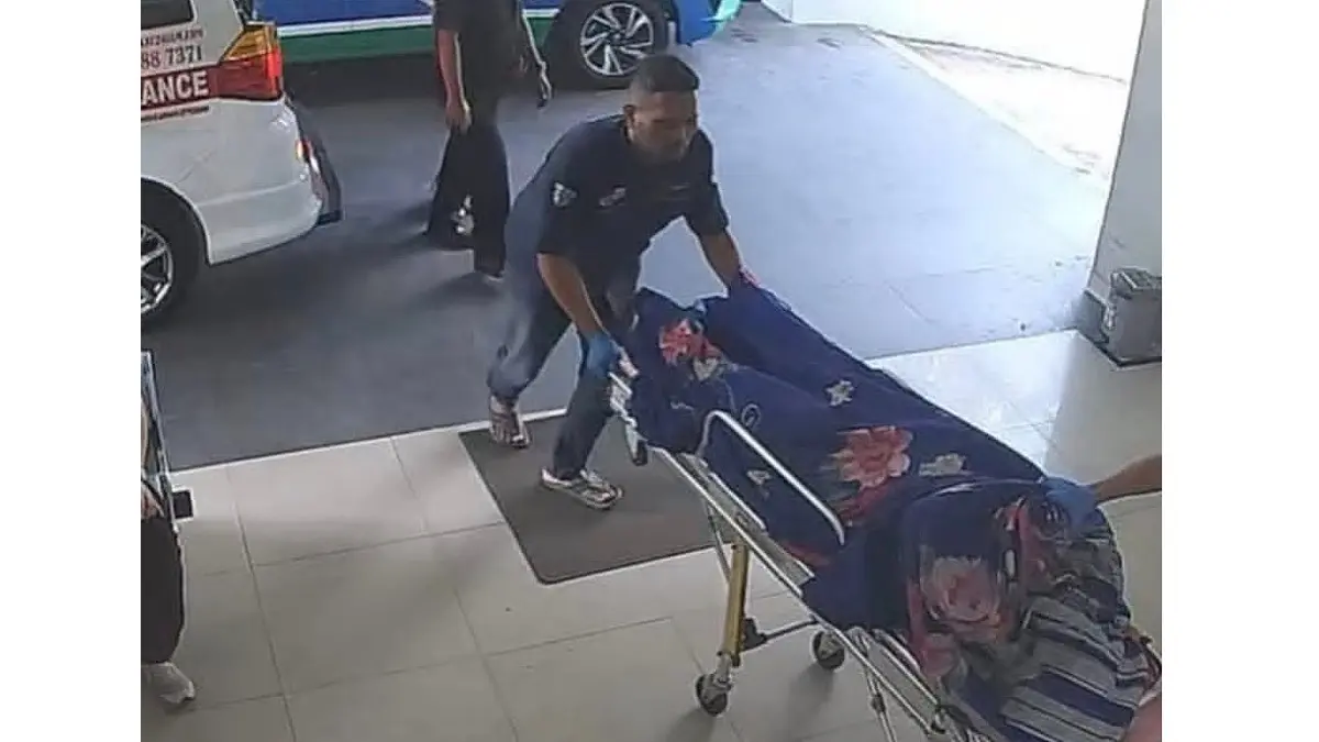 Sutrimo, Kepala rumah tangga eks Jampidsus Febrie Ardiansyah saat dibawa ke rumah sakit dan dinyatakan meninggal. (Istimewa)