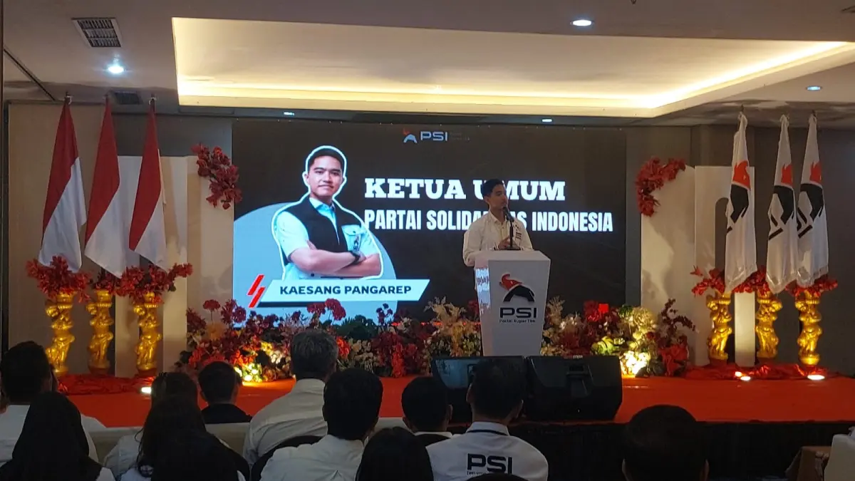 Ketua Umum PSI Kaesang Pangarep pidato di Rakerda PSI Solo.