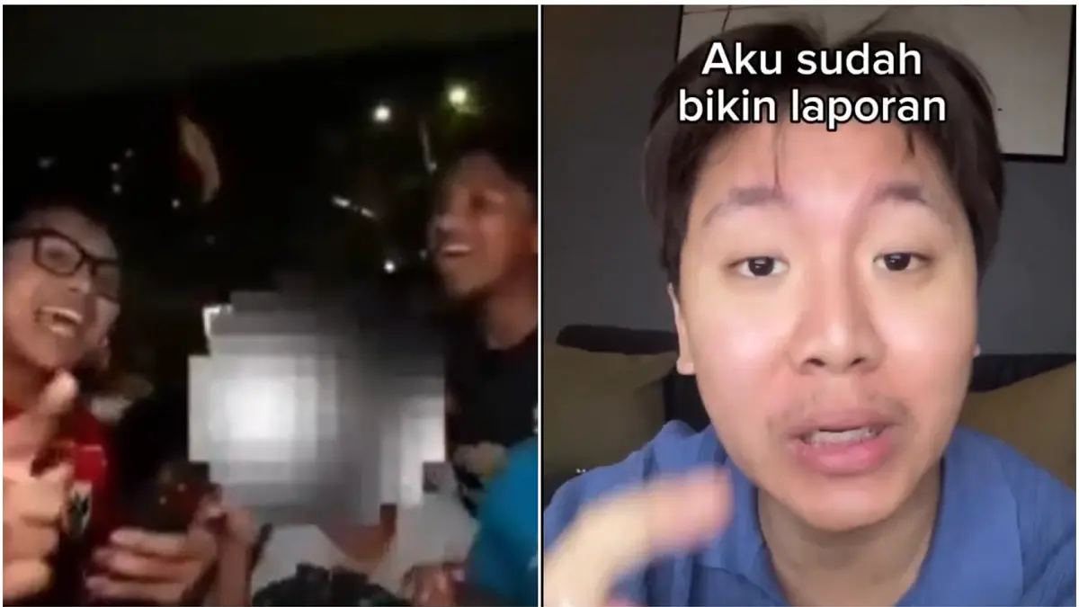 Tangkapan layar saat Bigmo dan Melvin Erio bersama sejumlah anak di bawah umur diarahkan untuk menyebutkan sekaligus mempromosikan produk&nbsp;liquid vape (rokok elektronik) saat siaran langsung. Foto kanan, kreator konten Sadam Permana akan melaporkan kejadian tersebut ke Komnas Anak, KPAI dan instansi terkait lainnya. (ISTIMEWA)