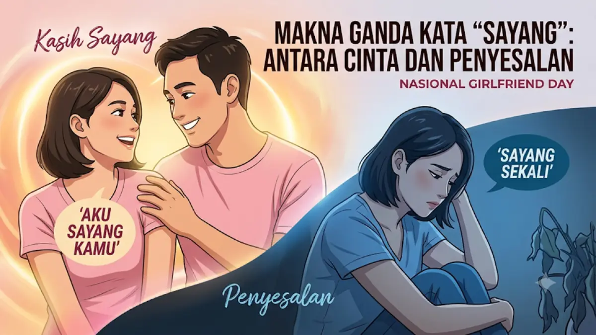 Spesial National Girlfriend Day, simak keunikan kata "sayang" dalam bahasa Indonesia yang punya dua makna emosional: ungkapan cinta mendalam sekaligus rasa penyesalan.