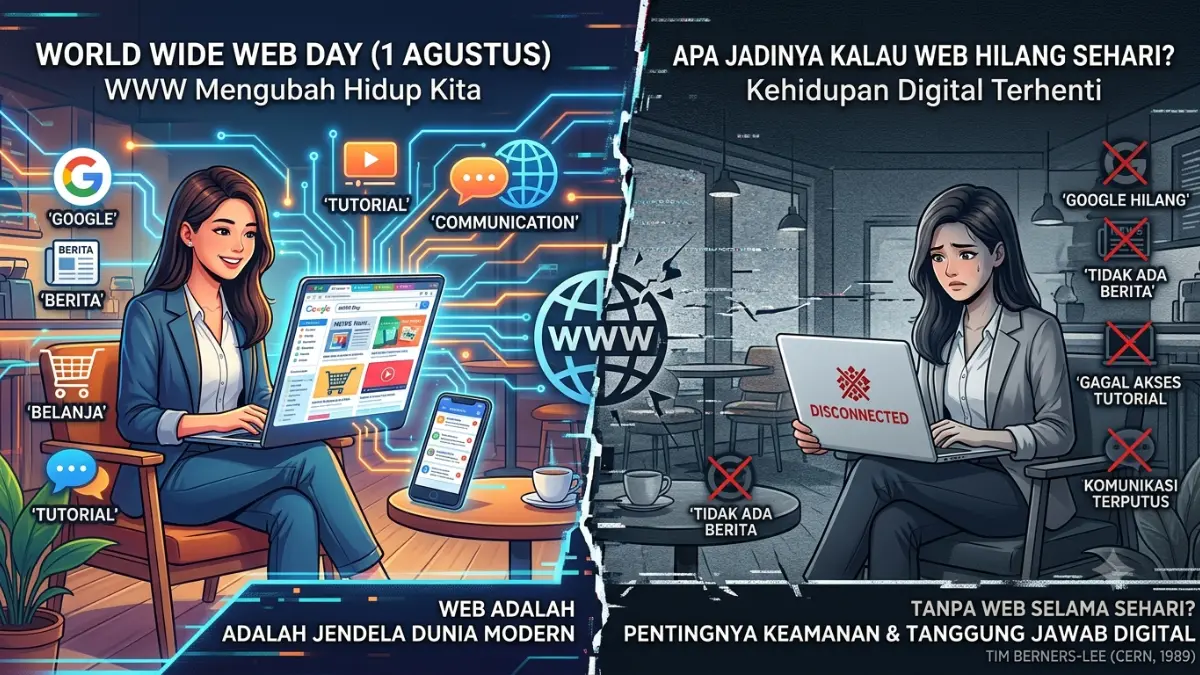 World Wide Day Diperingati untuk Melihat Kembali Bagaimana Teknologi Mengubah Cara Manusia Mengakses Informasi dan Komunikasi. (AI Generated)
