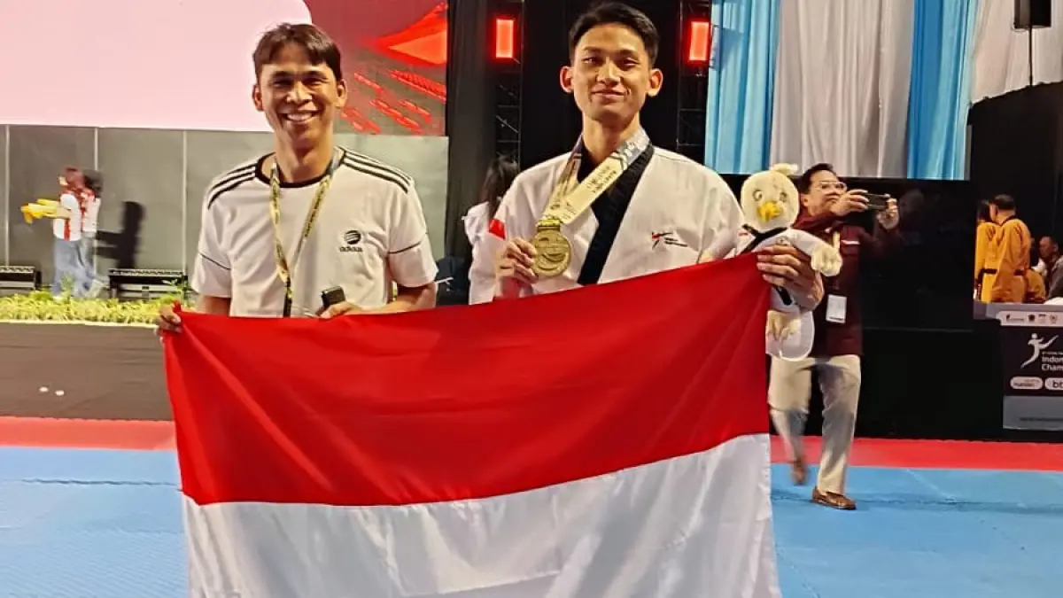 CAH SOLO: Takewondoin Asal Solo Hafizh Fachrur Rhozy saat terjun di ajang Asian Taekwondo Open 2026 yang digelar di Indoor Tennis Gelora Bung Karno (GBK), Senayan, Jakarta (1-5/8). (DOK. KONI SOLO)