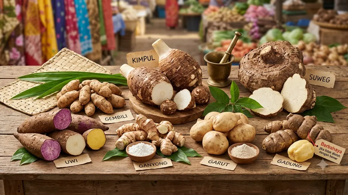 Umbi-umbian Lokal Indoensia. (AI Generated)