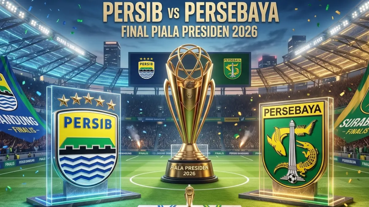 Laga final Piala Presiden 2026 antara Persib Bandung vs Persebaya Surabaya.