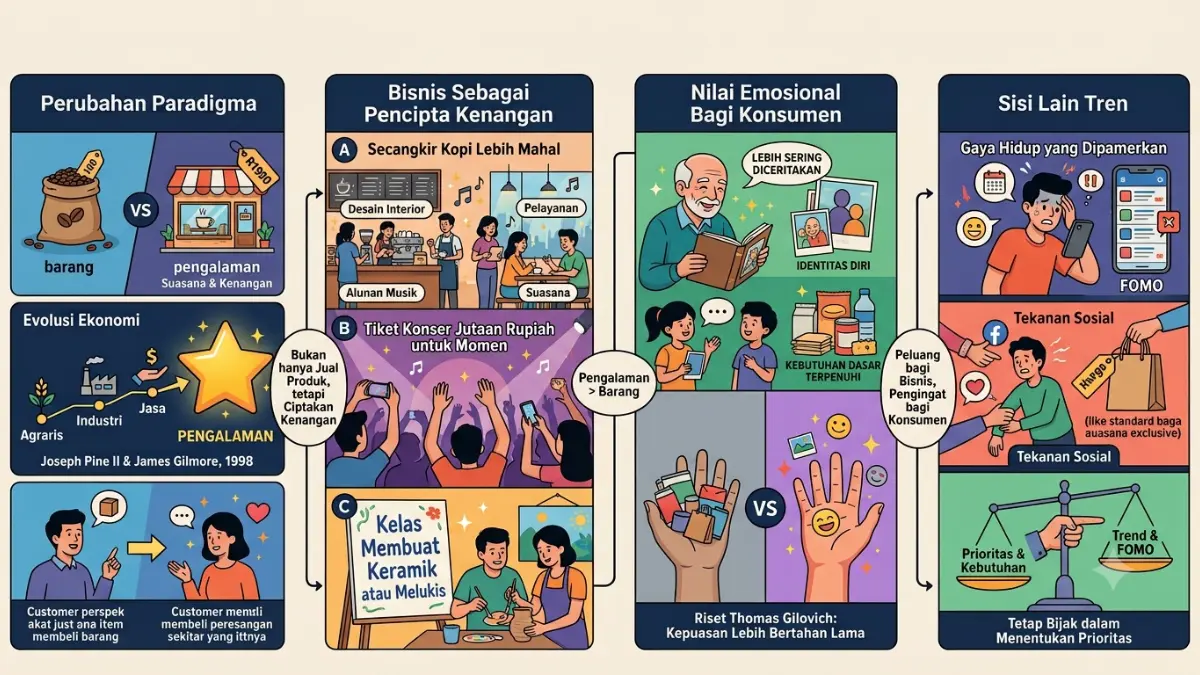 Experience economy menjadi peluang untuk menciptakan hubungan yang lebih erat dengan pelanggan. (AI Generated)