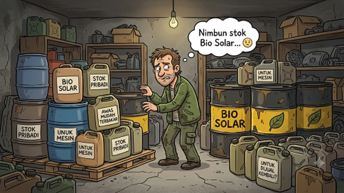 Ilustrasi penimbunan BBM. (AI Generated)
