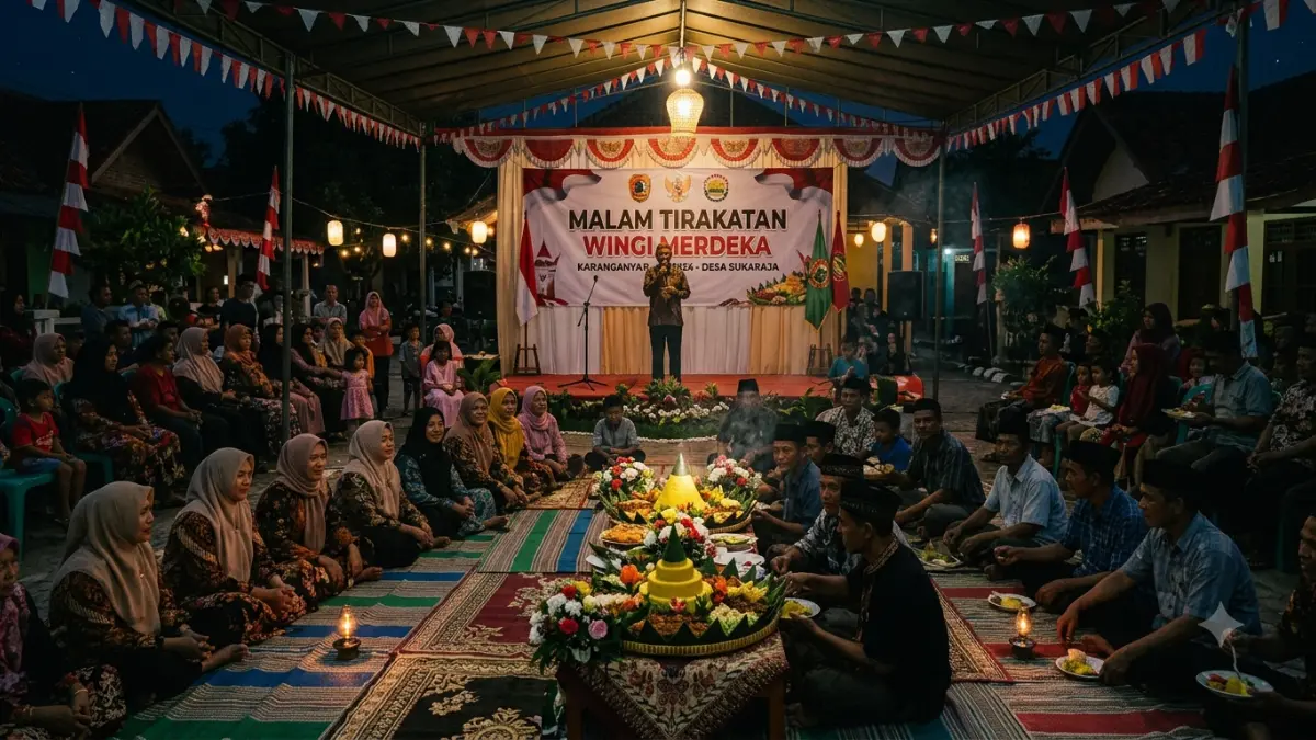 Ilustrasi Para Warga Mengikuti Acara Tirakatan. (AI Generated)