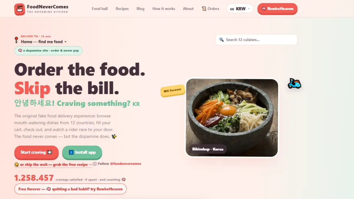 Laman https://foodnevercomes.com/