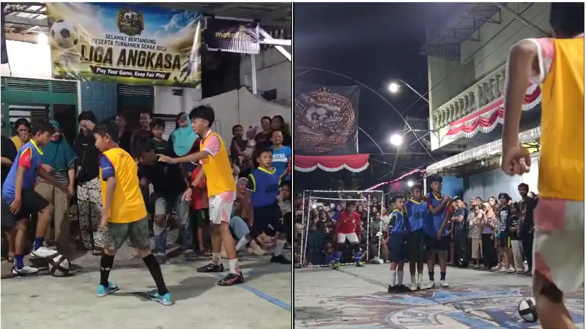 Liga Angkasa hadirkan kompetisi sepak bola berbasis&nbsp;street ball di kawasan selatan Stasiun Sangkrah, Solo. (JALU/RADAR SOLO)