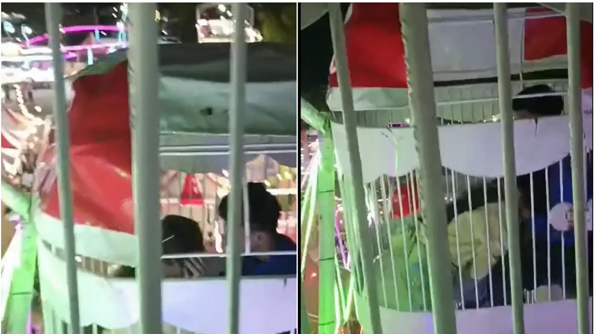 Tangkapan layar sepasang muda-mudi yang diduga melakukan perbuatan mesum di wahana bianglala Sekatan Solo. (ISTIMEWA)