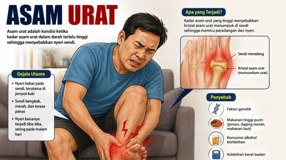 Ilustrasi penderita penyakit asam urat. (AI GENERATED)
