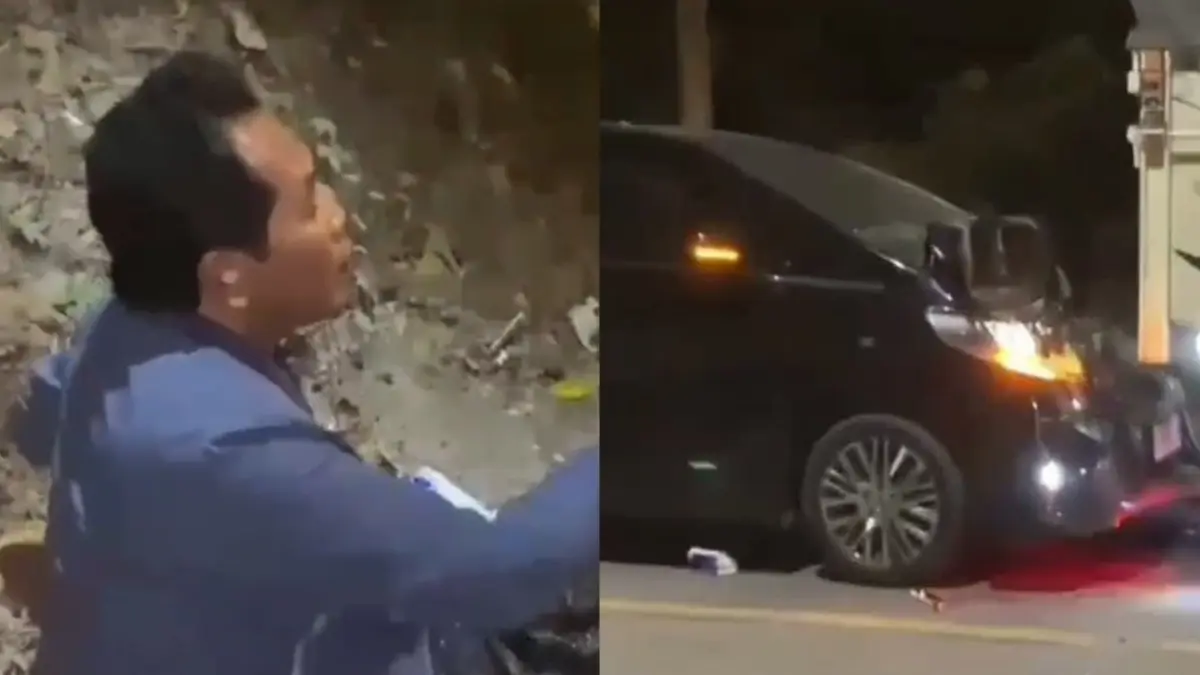 KH Anwar Zahid Kecelakaan Beruntun di Bojonegoro, Mobil Alphard Ringsek di Antara Dua Truk (Instagram @tubancekrek)