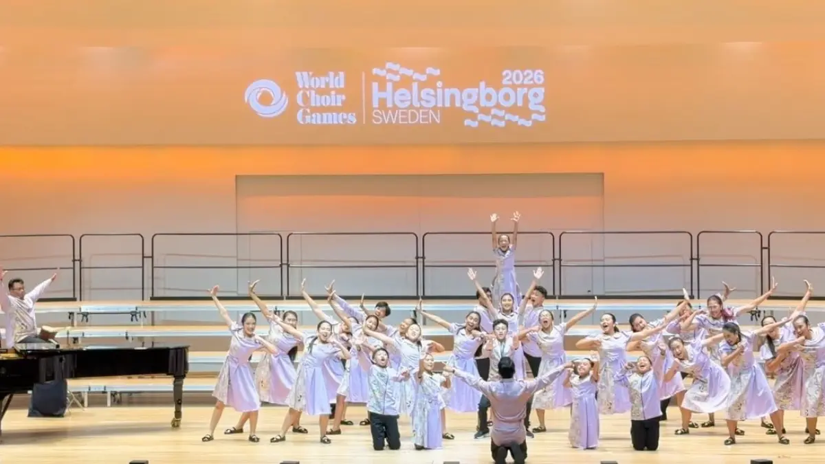 Paduan suara Vocalitas Angels saat tampil dalam ajang Competition World Choir Games (WCG) 2026 di Helsingborg, Swedia. (Dok.Vocalista Angels)