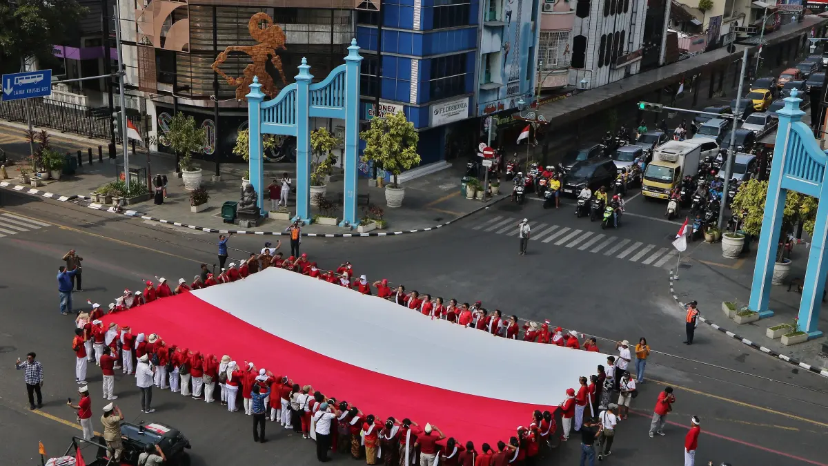 Peringatan detik-detik Proklamasi di simpang Ngarsopuro pada 17 Agustus 2025. (Arief Budiman/Radar Solo)