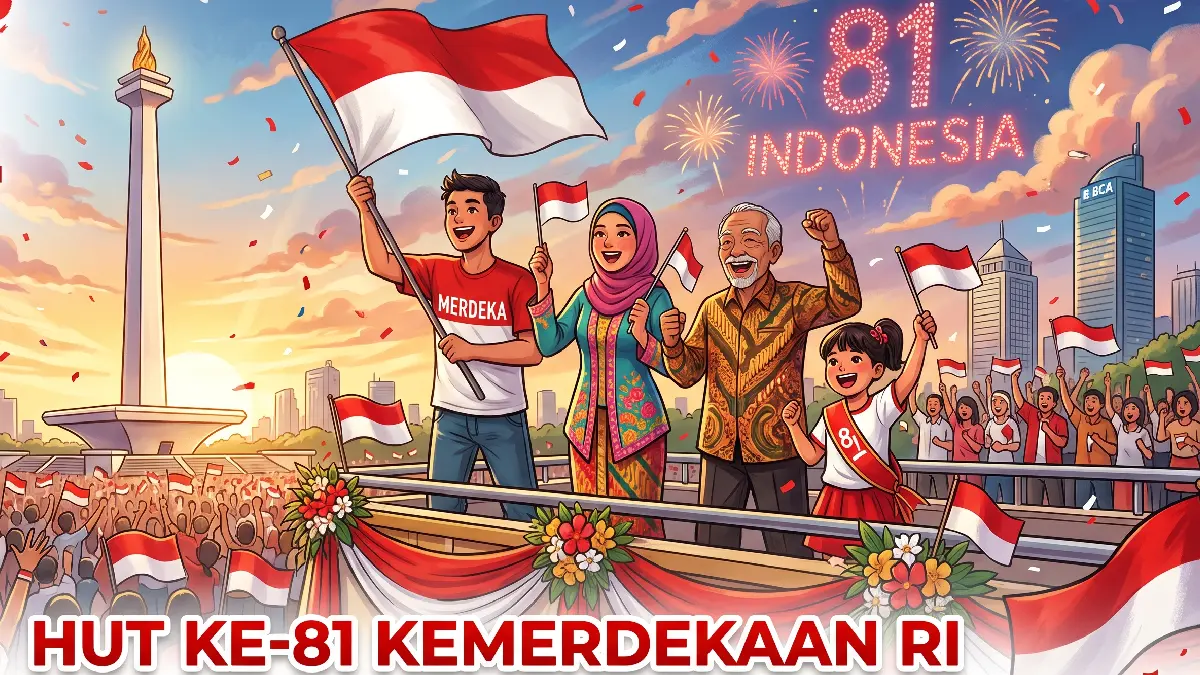 Ilustrasi kemeriahan peringatan HUT ke-81 Kemerdekaan RI.