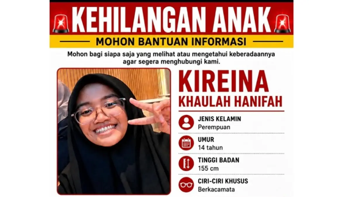 Kireina Khaulah Hanifah, santriwati Pondok Pesantren Baitul Quran Sragen dilaporkan hilang. (Ist)