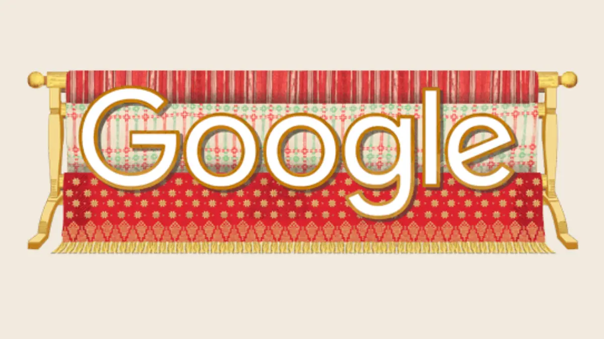 Google merayakan HUT ke-81 RI melalui Google Doodle bertema kain tenun karya Anindya Anugrah. 