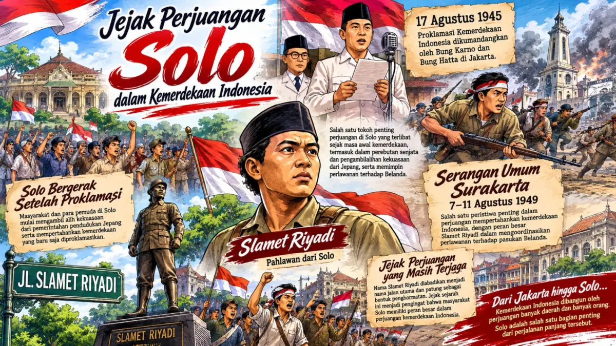 Ilustrasi perjuangan meraih kemerdekaan Indonesia di Kota Solo. 