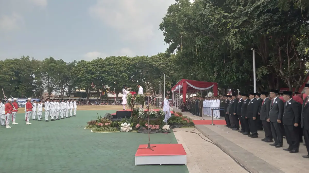 Ilustrasi Upacara HUT Ke-81 Kemerdekaan Republik Indonesia di Alun-Alun Satya Negara Sukoharjo, Senin (17/8). (IWAN KAWUL/RADAR SOLO)