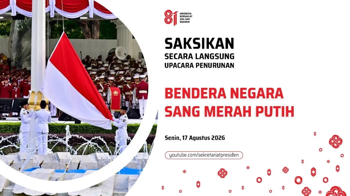 Link Live Streaming Upacara Penurunan Bendera HUT ke-81 RI 17 Agustus 2026 di Istana, Jam Berapa? (Tangkapan Layar Youtube Sekretariat Presiden)