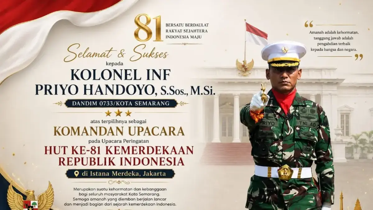 Profil Kolonel Inf Priyo Handoyo, Komandan Upacara HUT ke-81 RI di Istana Negara (https://www.instagram.com/kodim_0733_semarang/)