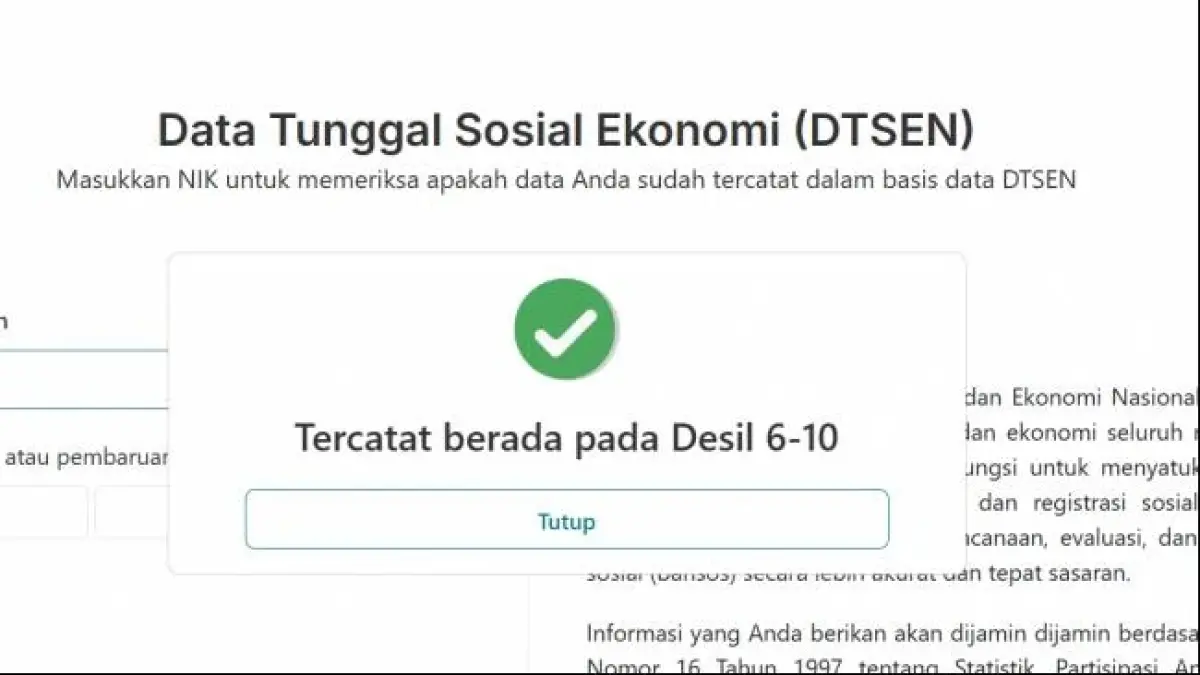 Desil DTSEN 2026 Bisa Dicek Pakai NIK KTP Secara Online, Ini Panduan Lengkap Kemensos dan BPS