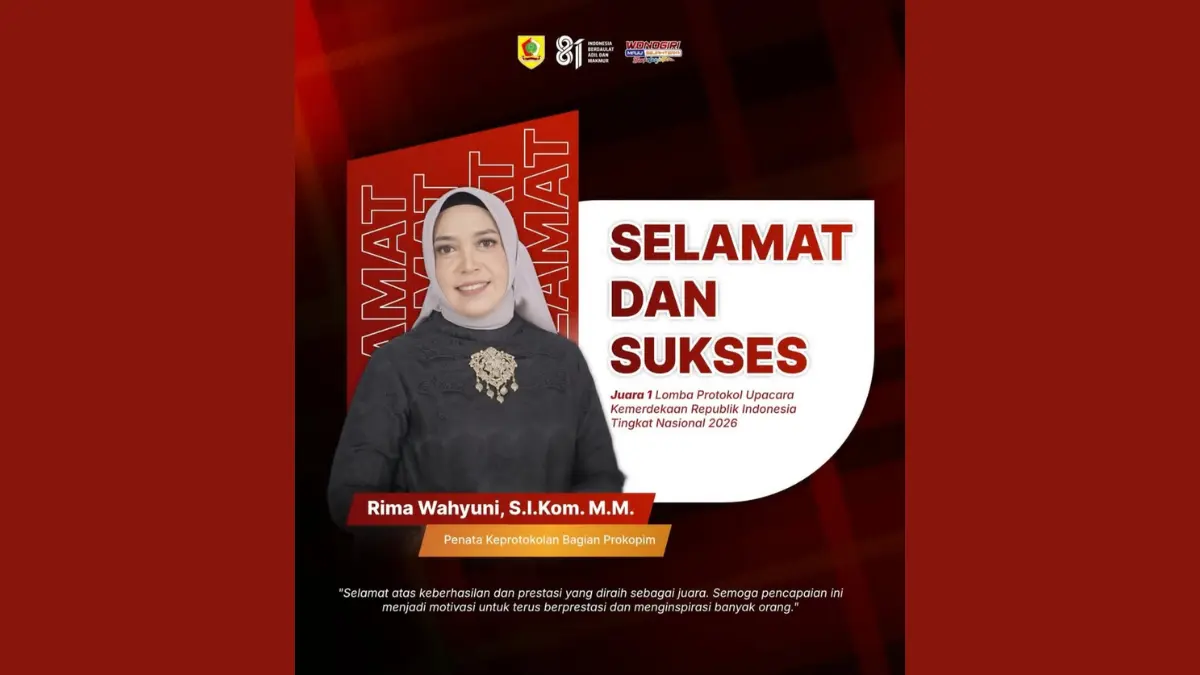 Penata Keprotokolan Bagian Prokopim Setda Wonogiri Rima Wahyuni raih Juara 1 Lomba Protokol Upacara Kemerdekaan RI Tingkat Nasional 2026 yang digelar lembaga Skill Update. (ISTIMEWA)