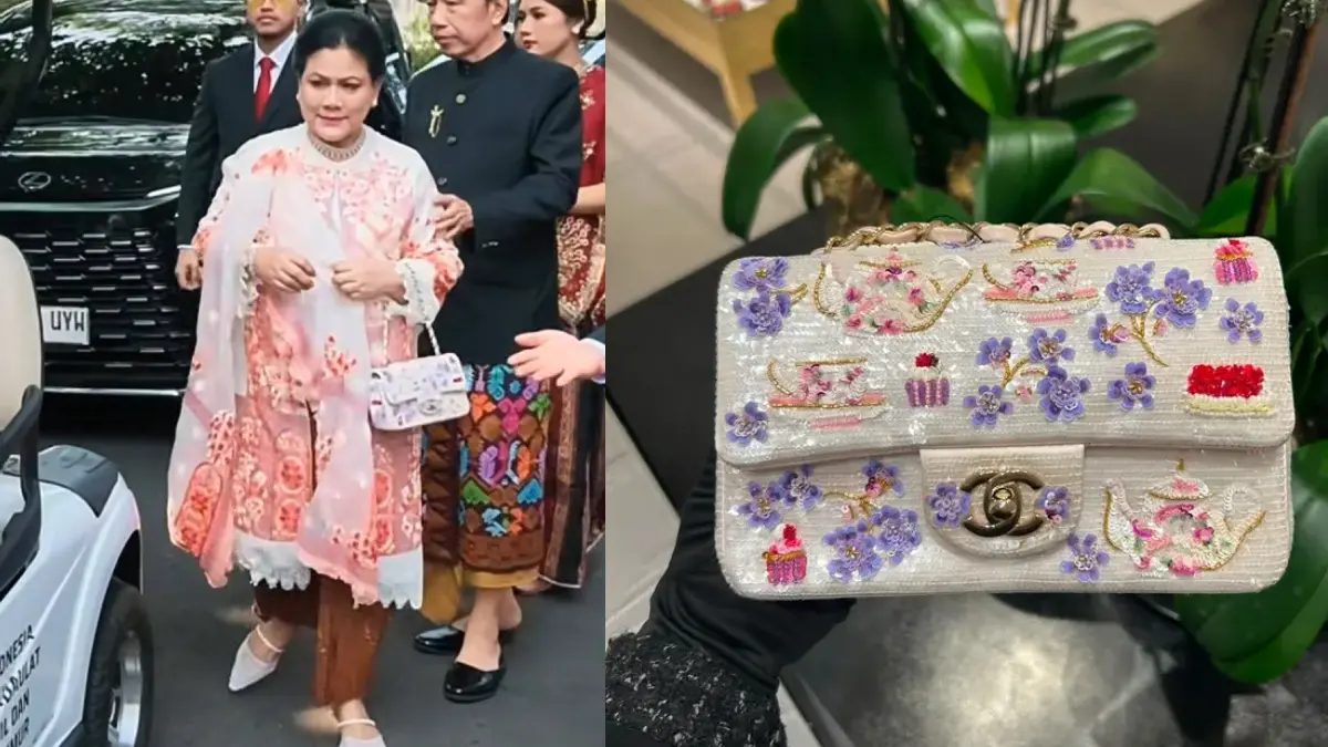 Tas Chanel yang dikenakan Iriana Jokowi di HUT ke-81 RI. (Threads @athenathalia)