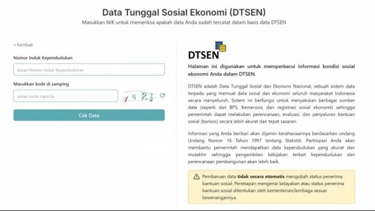 NIK KTP Terdaftar di DTSEN? Begini Cara Cek Desil Lewat HP di dtsen-form.bps.go.id