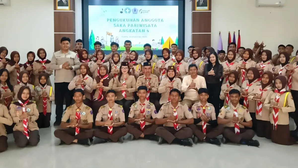  Pelantikan 59 anggota baru Satuan Karya (Saka) Pariwisata Kwartir Cabang Boyolali Angkatan IV resmi dilantik dan dikukuhkan di Aula Gagatan, Dinas Pemuda, Olahraga, dan Pariwisata (Disporapar) Kabupaten Boyolali, Sabtu (22/8/2026). (ISTIMEWA)