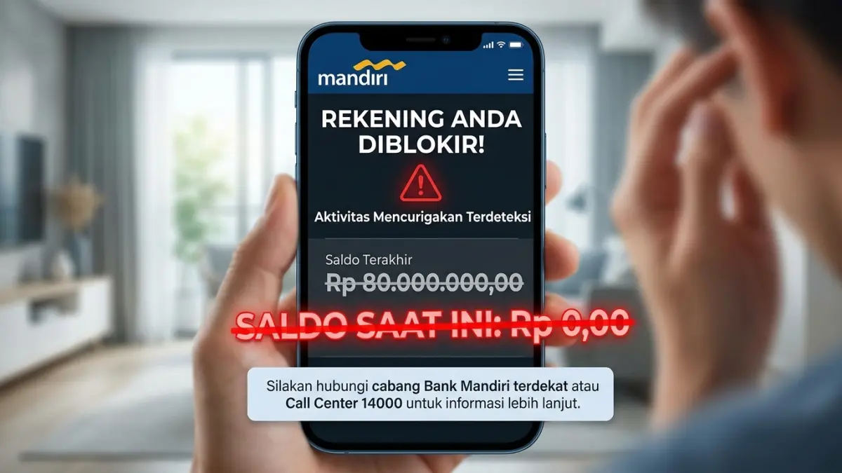Pemblokiran Akun Rekening Supriyono oleh Bank Mandiri. (AI Generated)