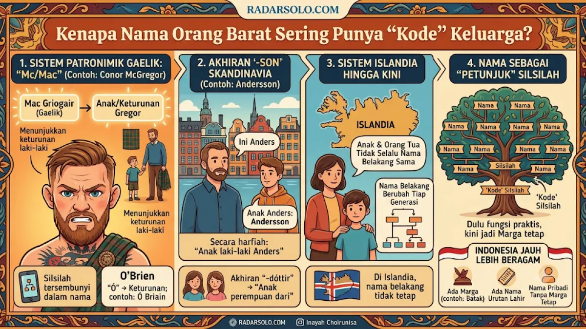 Prefix dan sufiks pada nama Barat seperti Mc, O