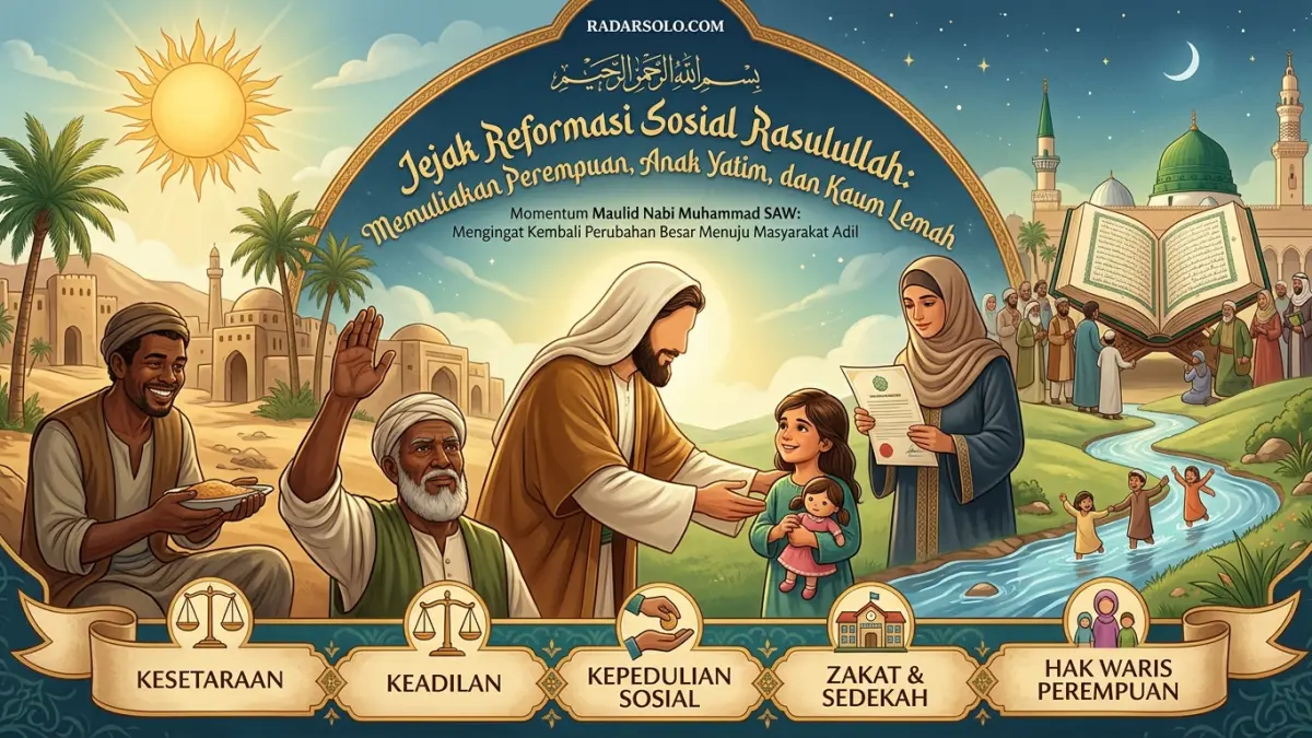 Rasulullah SAW membawa prinsip kesetaraan, keadilan, dan kepedulian terhadap sesama. (AI Generated)