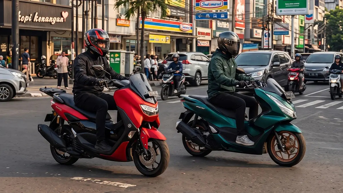 ILUSTRASI. Honda PCX vs Yamaha NMAX: Harga dan Fitur, Mana yang Lebih Unggul? (GEMINI AI)